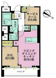 シャトー赤坂台 1SLDKの間取り