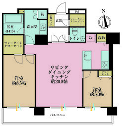 コスモポリス品川 2LDKの間取図画像