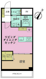 クレール六本木 1LDKの間取図画像