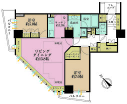 セントラルレジデンス新宿シティタワー 2SLDKの間取図画像