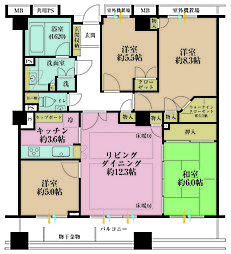 グラン・エステ川崎ツインタワー弐番館 4LDKの間取図画像