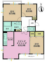 パークサイド平安 3LDKの間取図画像