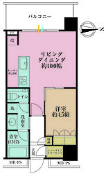 グランドメゾン白金の杜ザ・タワー 1LDKの間取図画像