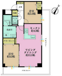 ニューライフ品川 2LDKの間取図画像
