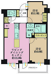 ライフピア新宿中落合 2LDKの間取図画像