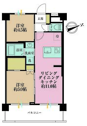 キャニオンマンション東山 2LDKの間取図画像