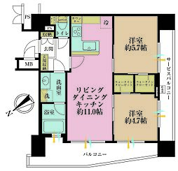 ミオカステーロ武蔵小山2 2LDKの間取図画像