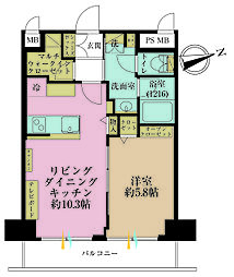 シャンボール恵比寿 1LDKの間取図画像