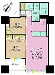 ローレルタワールネ浜松町 2LDKの間取図画像