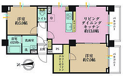 中銀八丁堀マンシオン 2LDKの間取図画像