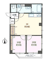 岡本マンション 2DKの間取図画像