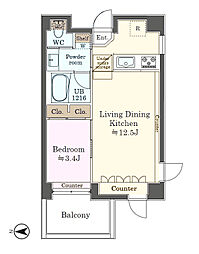 ルミネリックス 1LDKの間取図画像