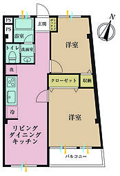 麻布コーポラス 2LDKの間取図画像