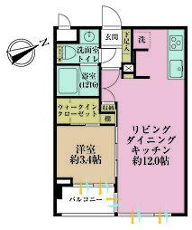 デュオ・スカーラ西新宿 1LDKの間取図画像