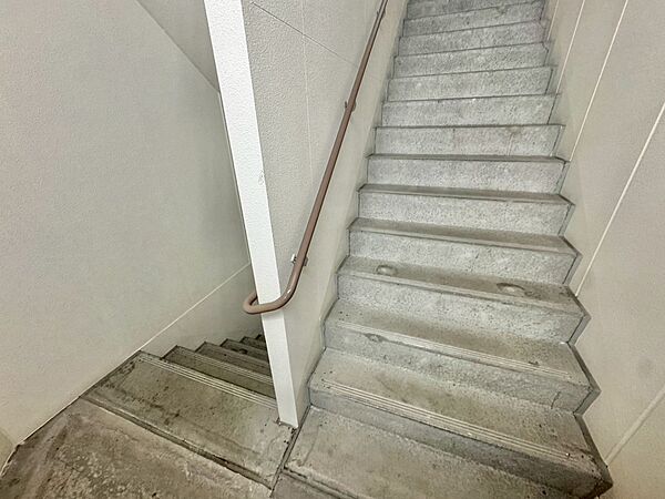 共用部の階段です。明るく清潔に管理されています。