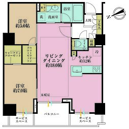 プラウドタワー芝浦 2LDKの間取図画像
