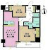 間取り：2LDK、専有面積51.04m2、バルコニー面積4.72m2