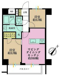 ワコーレ三軒茶屋 2LDKの間取図画像