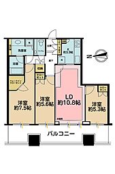 芝パーク・タワー 3LDKの間取図画像