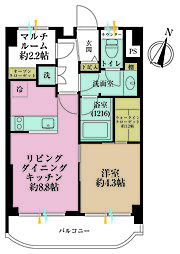 武蔵小山フラワーマンション 1SLDKの間取図画像