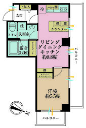 第2三宿ハウス 1LDKの間取図画像