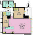 間取り：2LDK、専有面積80.54m2、バルコニー面積6.8m2