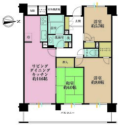 リーデンススクエア横浜鶴見 3LDKの間取図画像