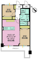 鶴見パークハイツ 2LDKの間取図画像
