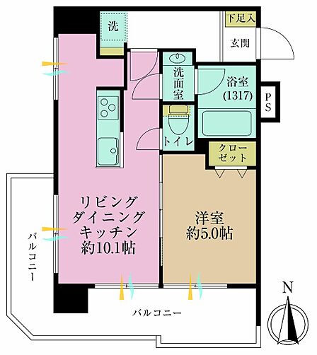 1LDK、専有面積35.94?、バルコニー面積11.88?