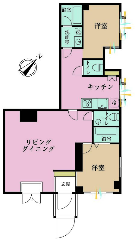 2LDK、専有面積80.97?