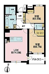 パルテール深沢 2LDKの間取図画像