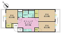 若林パレス 3DKの間取図画像