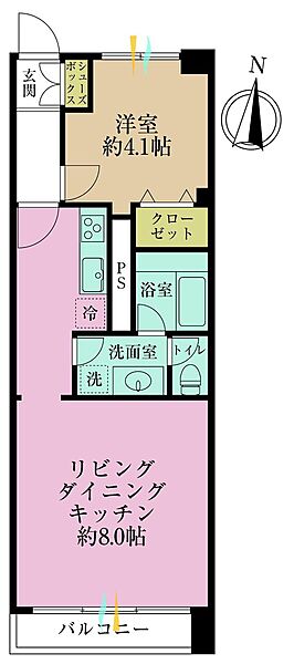 1LDK、専有面積33.61?、バルコニー面積3.6?