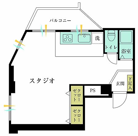 ワンルーム、専有面積31.22?、バルコニー面積4.45?