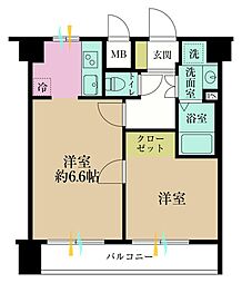 菱和パレス三田慶大前 1LDKの間取図画像