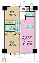 ライオンズマンション伊勢佐木町西第2 2LDKの間取図画像