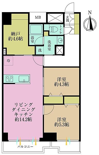 2LDK+S、専有面積71.36?