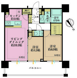 シティタワー新宿 2LDKの間取図画像