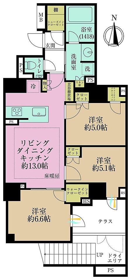 3LDK、専有面積68.07?