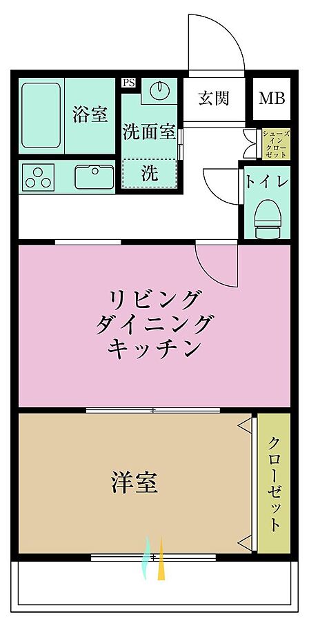 1LDK、専有面積40.99?、バルコニー面積5.2?