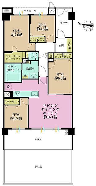 4LDK、専有面積87.44?
