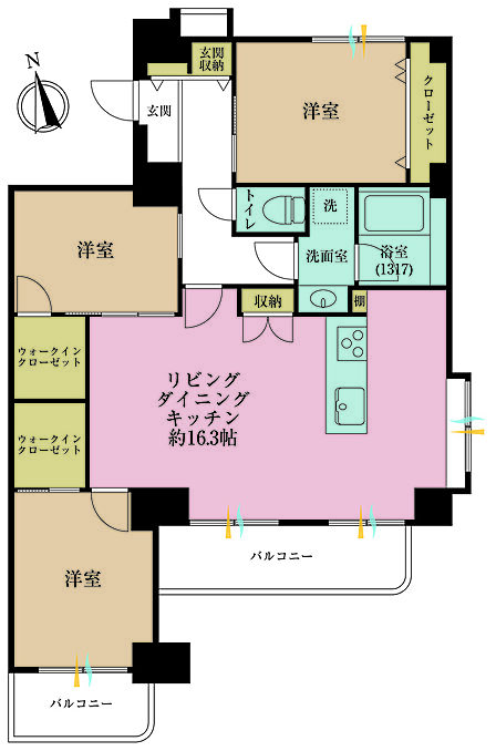 3LDK、価格8480万円、専有面積72.9?、バルコニー面積9?
