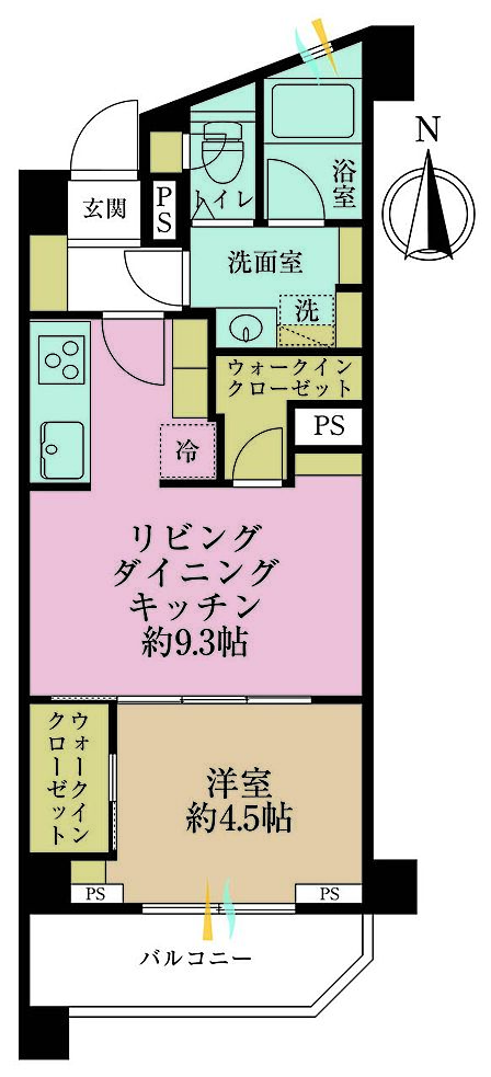 1LDK、専有面積40.96?、バルコニー面積5.75?