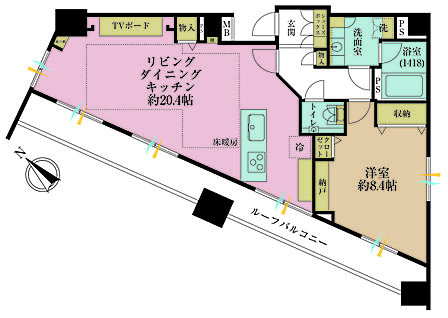 1LDK、専有面積65.19?