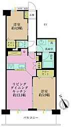 コスモハイム南花畑 2LDKの間取図画像