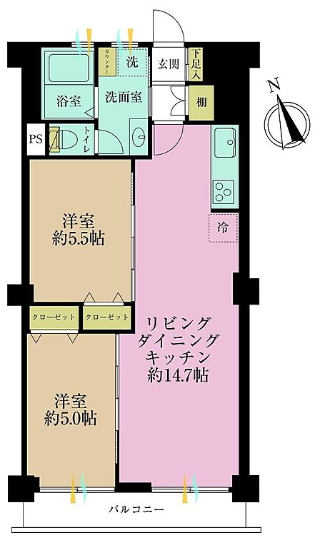 2LDK 間取り