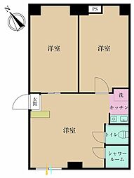 サンハイム駒込 2DKの間取図画像