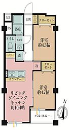 目黒第二コーポラス 2LDKの間取図画像