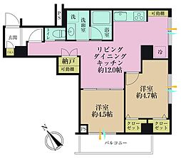 セブンスターマンション西五反田 2SLDKの間取図画像