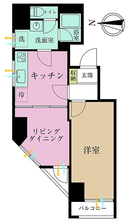 1LDK、専有面積40.44?、バルコニー面積3.72?